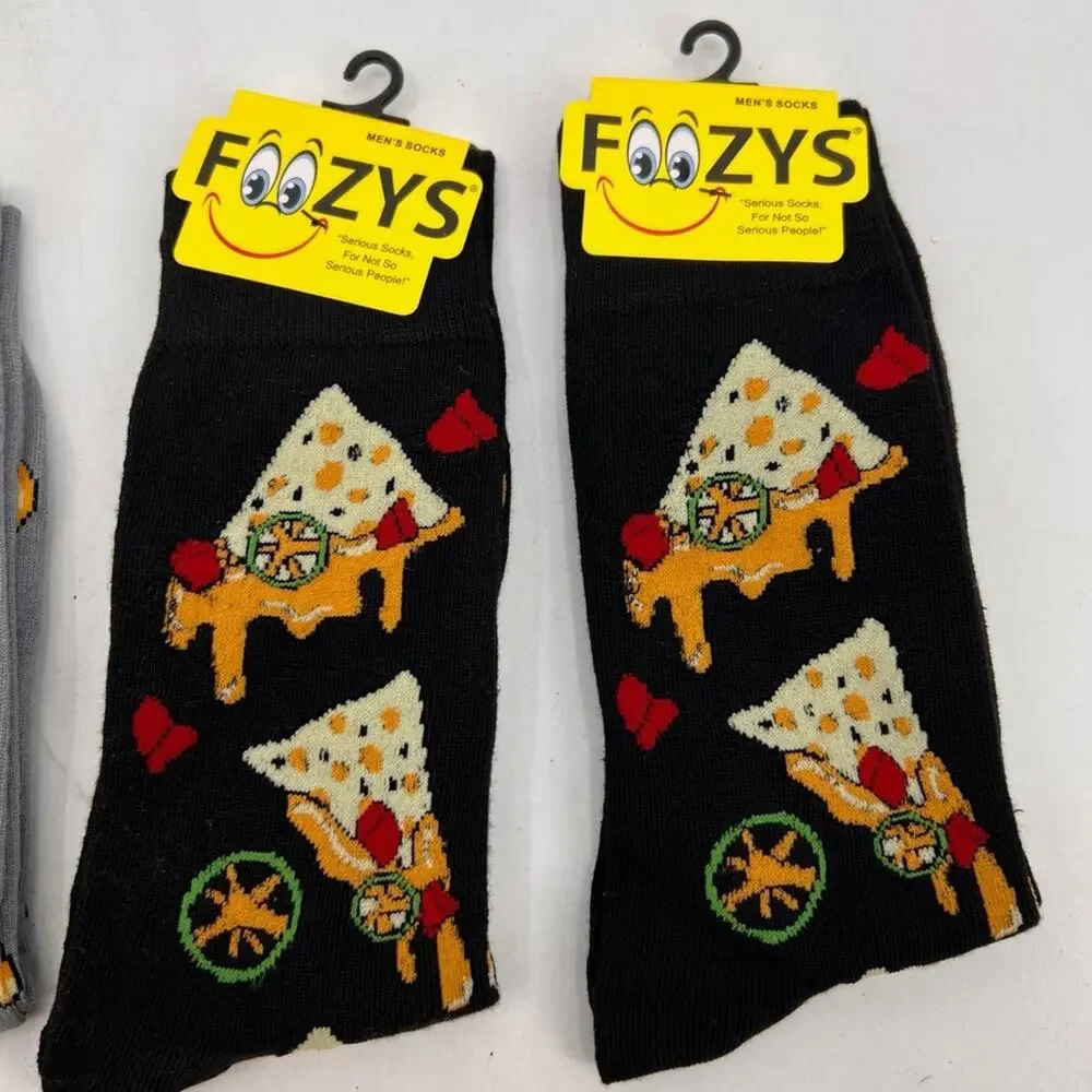 Foozys Socks Mens 6-12 Nachos Cheese Funny Fun Novelty Stretch Crew Lot 4 Pairs